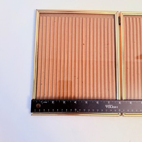 Gold Tone Double Hinged Picture Frame VTG Chic Photos Ornate Edging 8" x 10" - Picture 8 of 13